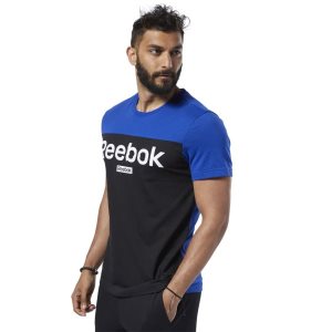 Reebok Training Essentials Linear Logo T Shirt Herren - Blau/Schwarz - DE 271-YGX